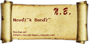 Novák Benő névjegykártya